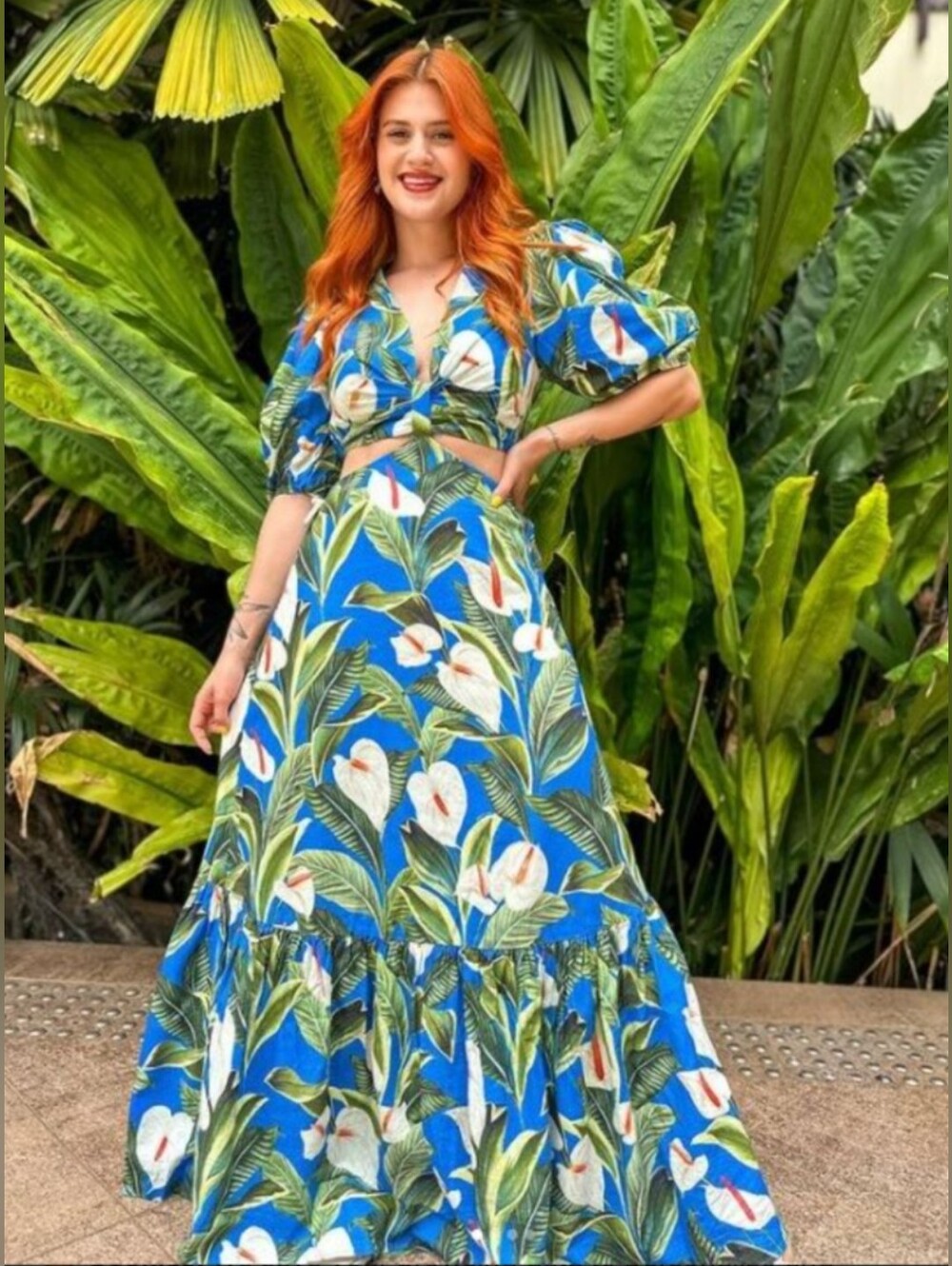 Farm Rio Blue Anthurium Maxi Dress